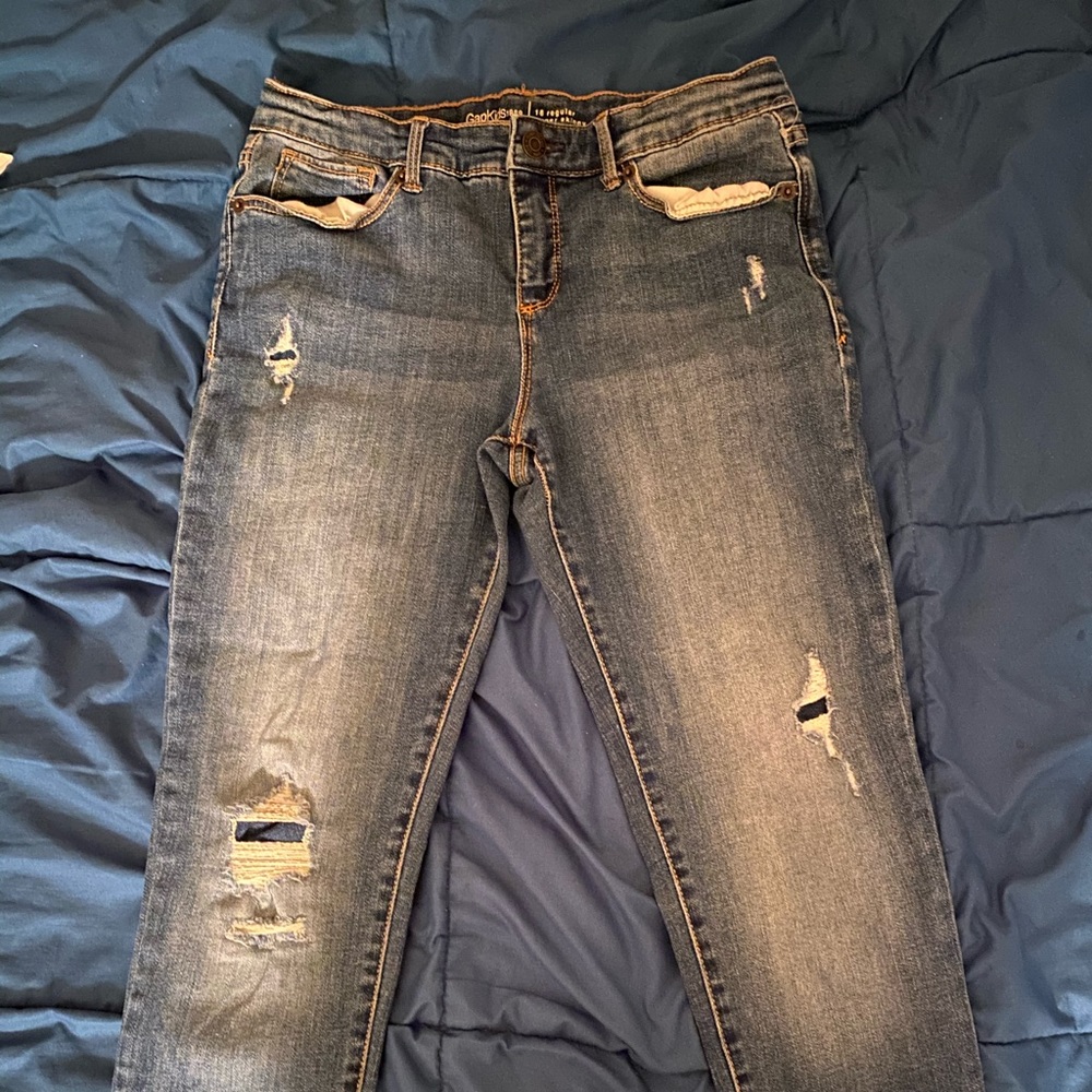 Gap patched ripped jeans